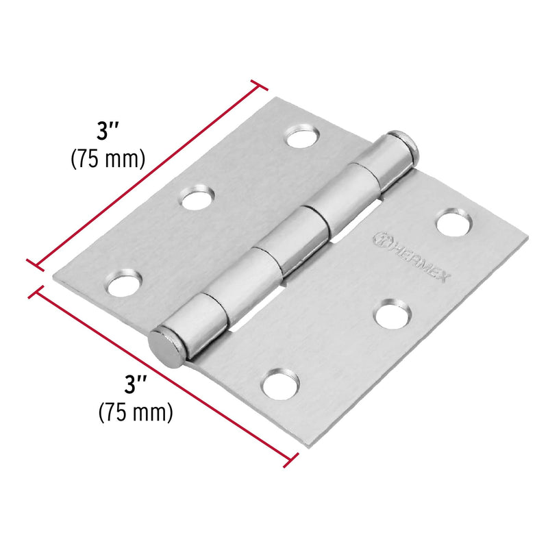 Bisagra capuchina para puerta acerado 3 x 3 Hermex
