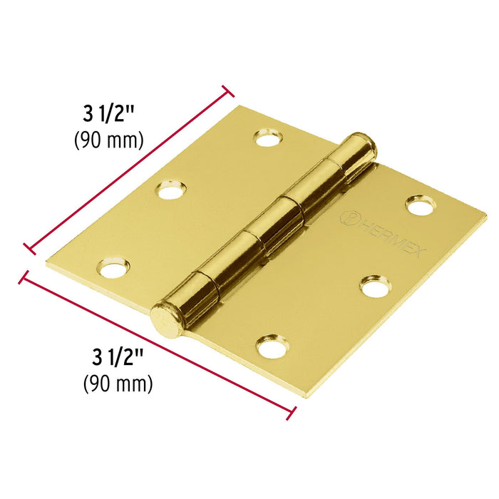 Bisagra capuchina dorada para puerta 3.5 x 3.5 Hermex