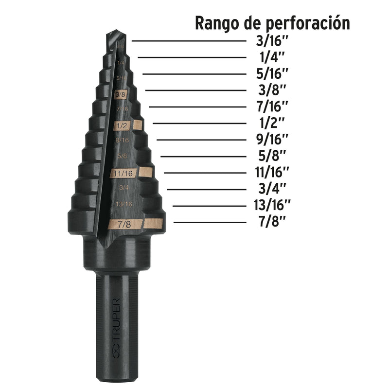 Broca escaloanada para metal 3/16" a 7/8" Truper