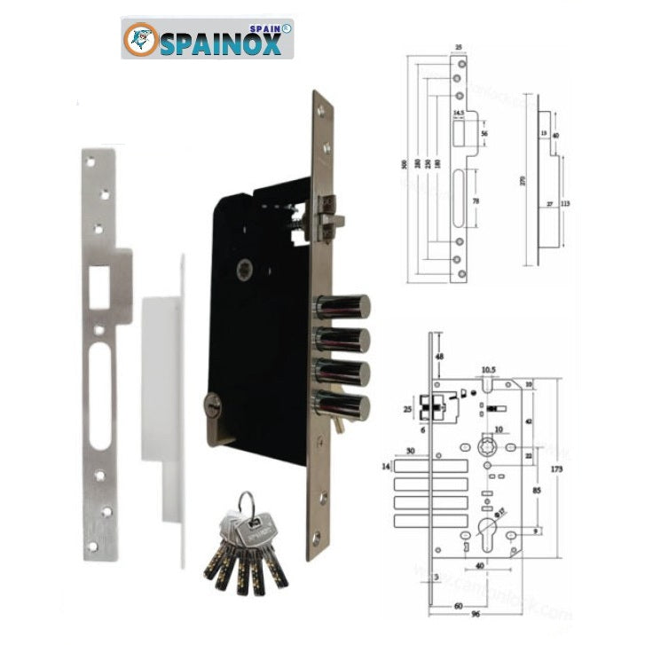 Cerradura de empotrar 3 golpes Spainox
