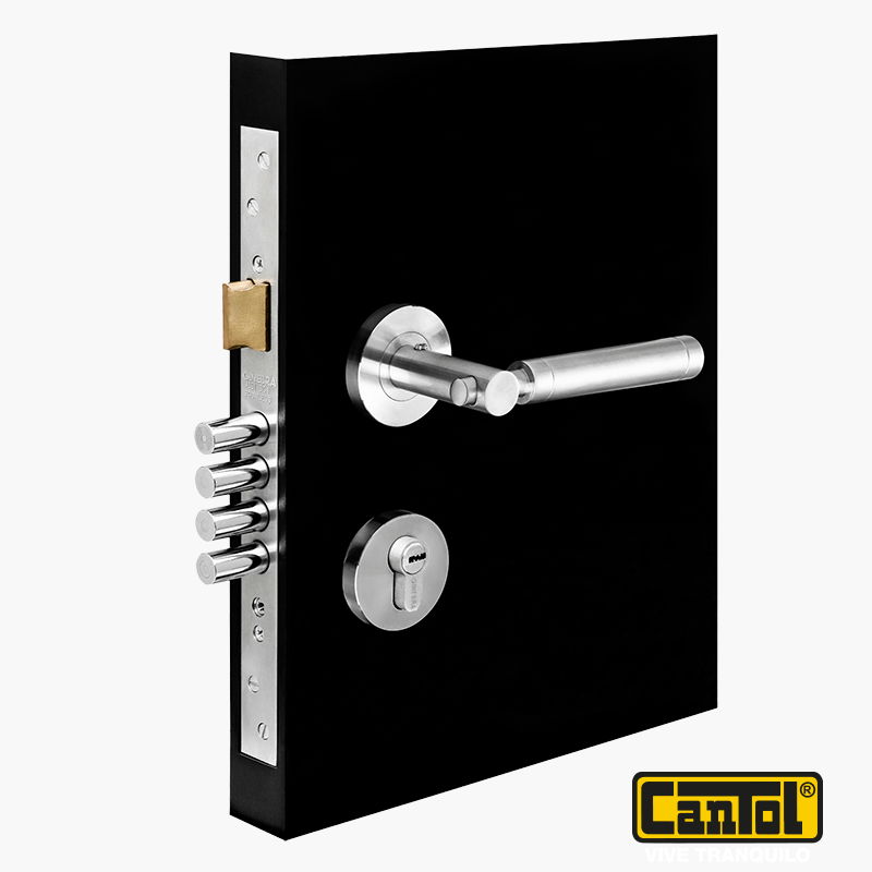 Cerradura de empotrar con manija redonda de 3 golpes y 4 pines Cantol