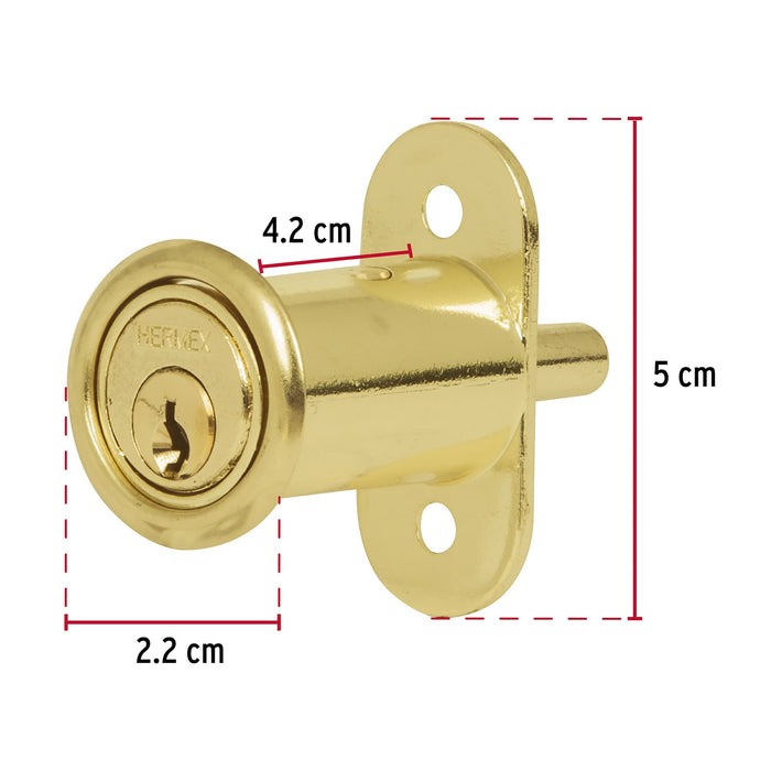 Cerradura a presion dorado 40mm Hermex