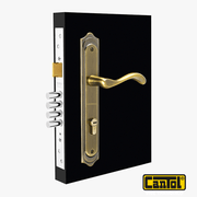 Chapa embutida 3 golpes manija clásica bronce antiguo Cantol