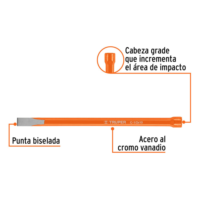 Cincel plano 1/2"x10" Truper-2