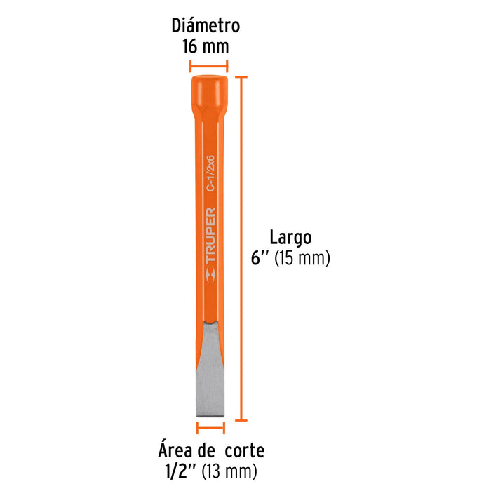 Cincel plano 1/2"x6" Truper-1