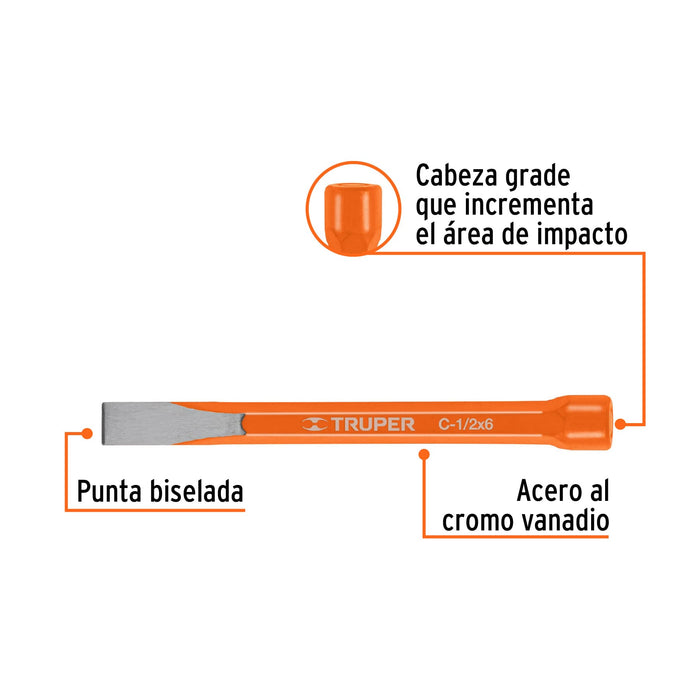 Cincel plano 1/2"x6" Truper-2