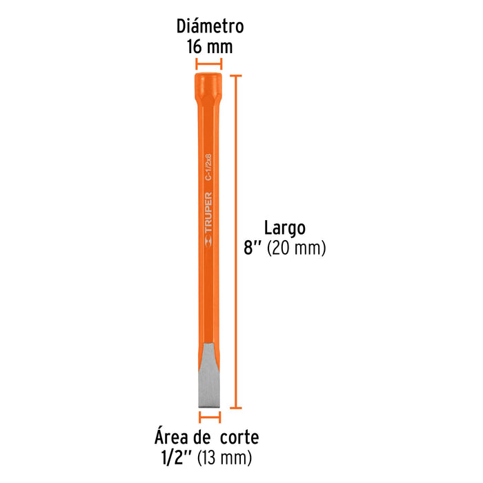 Cincel plano 1/2"x8" Truper-1