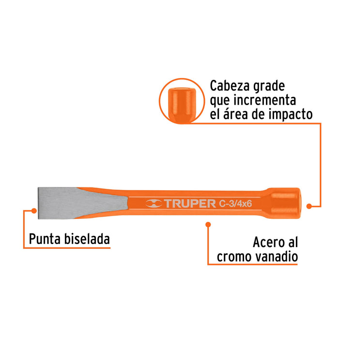 Cincel plano 3/4"x6" Truper-1