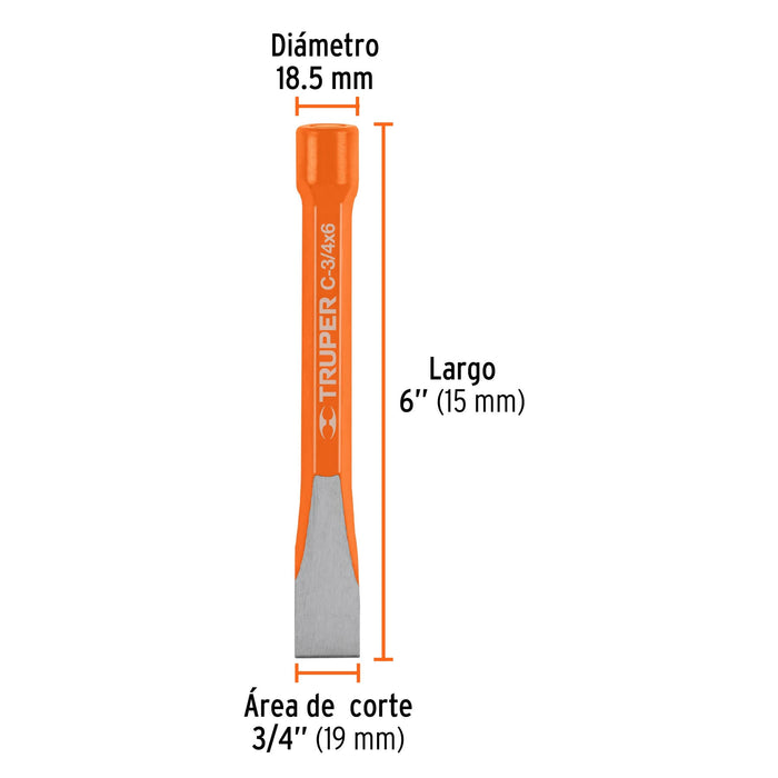 Cincel plano 3/4"x6" Truper-2