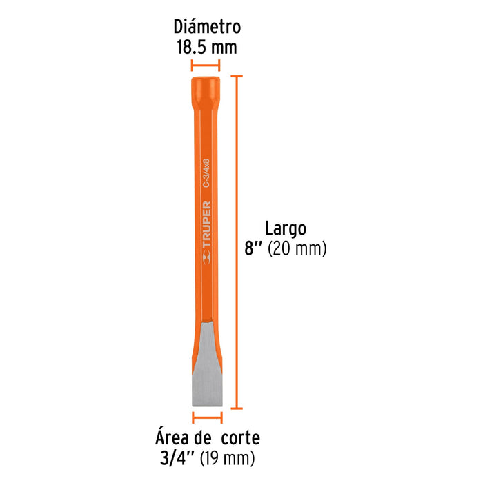 Cincel plano 3/4"x8" Truper-1