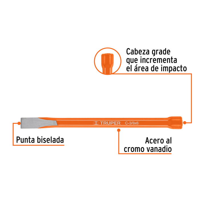 Cincel plano 3/8"x6" Truper-2