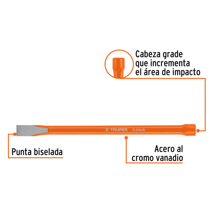 Cincel plano 5/8"x10" Truper-2