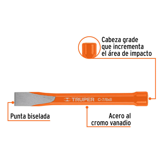 Cincel plano 7/8"x8" Truper-2