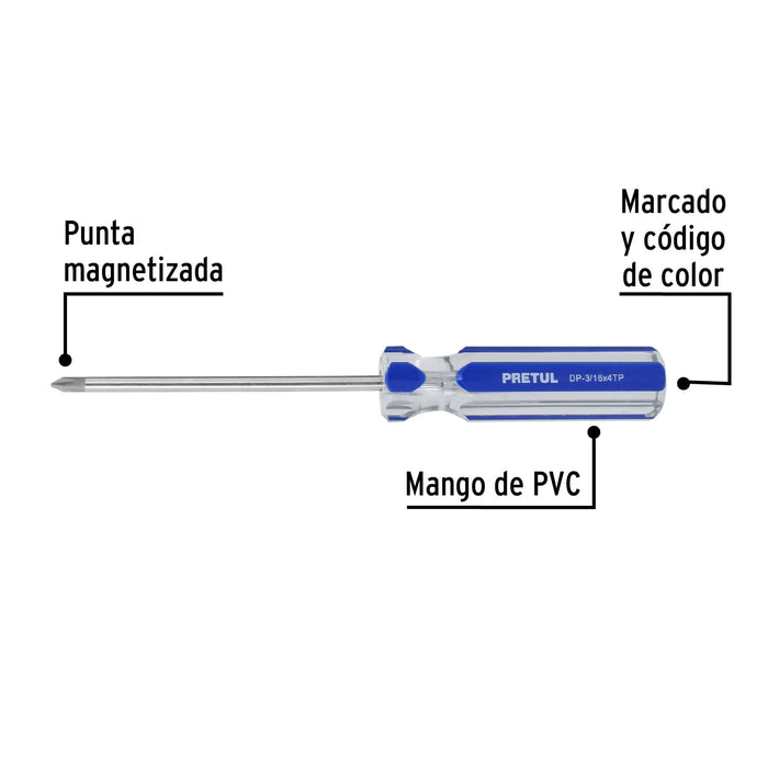 Desarmador estrella 3/16x4 Pretul - 3