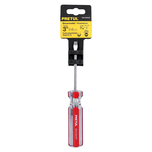 Desarmador plano 3/16"x3" Pretul