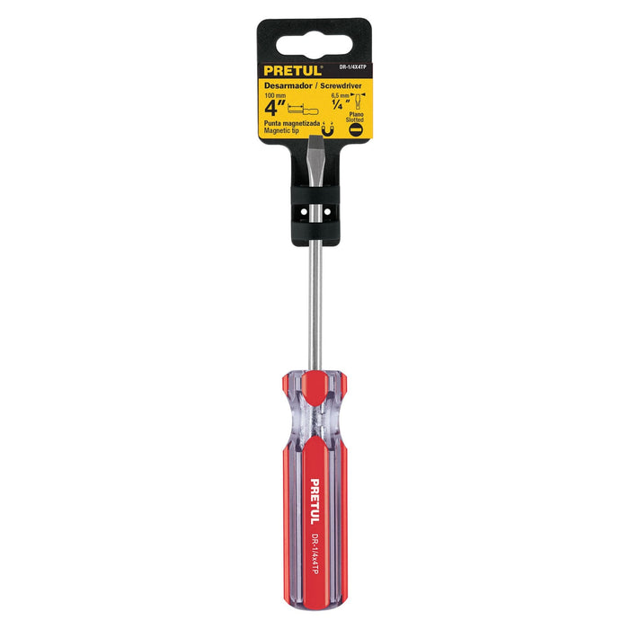 Desarmador plano 1/4"x4" Pretul