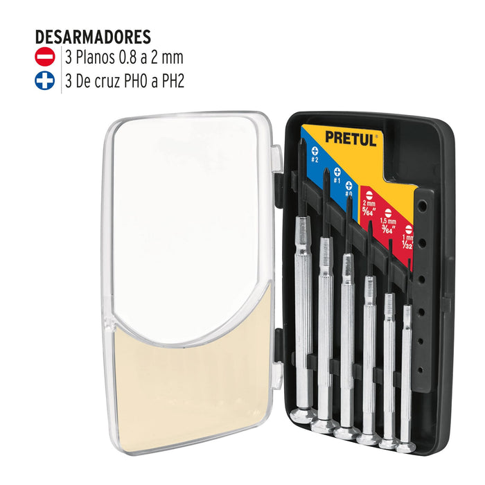 Destornillador de precision m/metalico 6 piezas Pretul