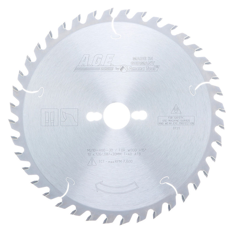 Disco de corte para madera 10" 40 dientes Age Amana - 1