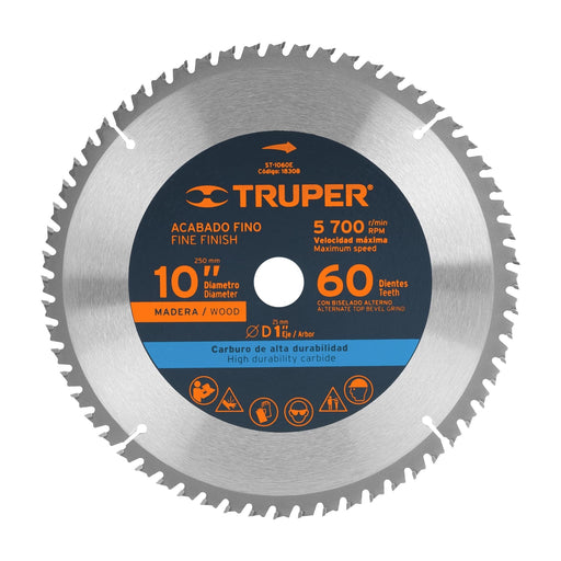 Disco de corte para madera 10" 60 dientes Truper - 1