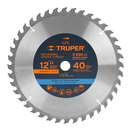 Disco de corte para madera 12" 40 dientes Truper - 1