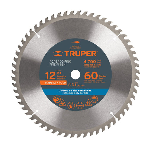Disco de corte para madera 12" 60 dientes Truper - 1