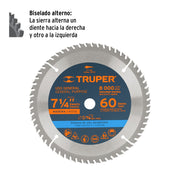 Disco de corte para madera 7-1/4" 60 dientes Truper - 2