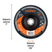 Disco de lija para amoladora 7 #60 Truper - 2