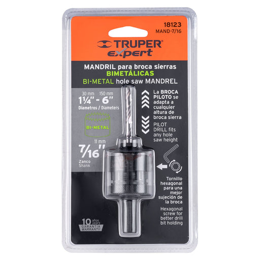 Eje para sierra copa 7/16" Truper