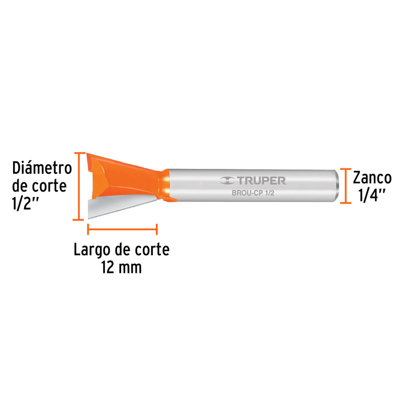 Fresa para ruteadora Cola De Pato 1/2" 11475 Truper - 3
