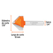 Fresa para ruteadora Corte En V 7/8" 11467 Truper - 3