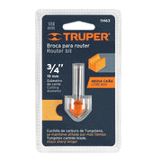 Fresa para ruteadora Corte Media Caña 3/4" 11463 Truper - 2