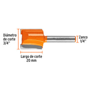 Fresa para ruteadora Recta 2 filos  1/4"X3/4" 11459 Truper - 3