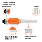 Fresa para ruteadora copiadora corte laminado 1/4"x1/2"x1/2" 11444 Truper - 4
