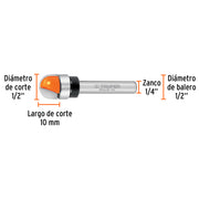 Fresa para ruteadora corte Media Caña 1/2" Con Rodaje 11464 Truper - 3