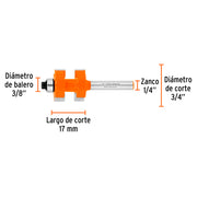 Fresa para ruteadora machimbradora 3/4" 10671 Truper - 3