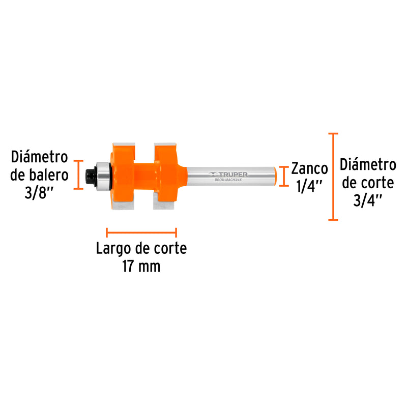 Fresa para ruteadora machimbradora 3/4" 10671 Truper - 3