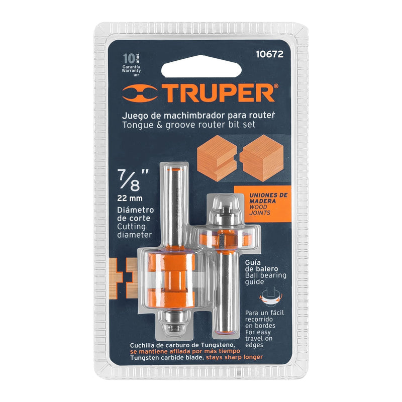Fresa para ruteadora machimbradora 7/8" 102672 Truper - 2