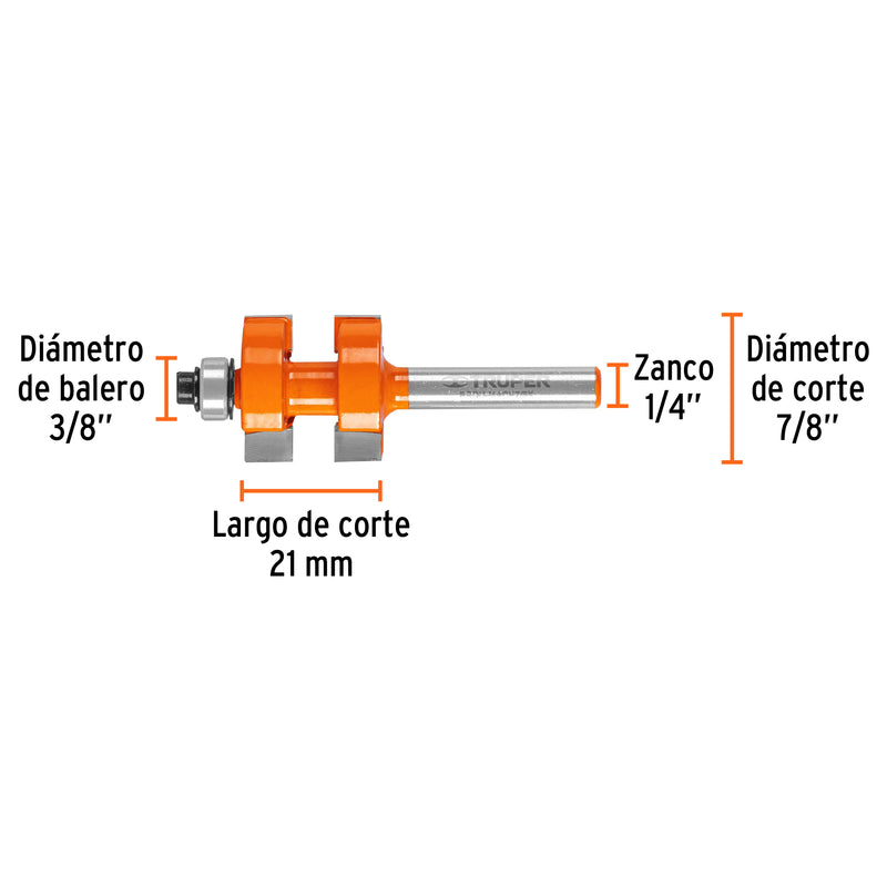 Fresa para ruteadora machimbradora 7/8" 102672 Truper - 3