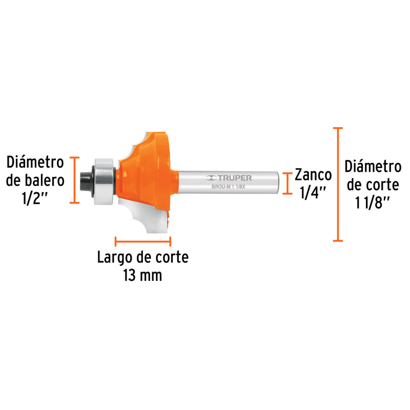 Fresa para ruteadora moldura clasica 1-1/8" 11486 Truper - 3