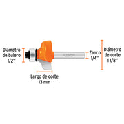 Fresa para ruteadora moldura pecho paloma 1-1/8 11479 Truper - 3