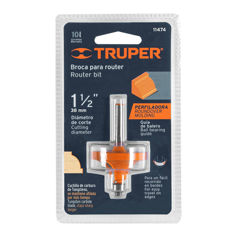 Fresa para ruteadora redondeado con moldura 1-1/2" 11774 Truper - 2