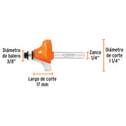 Fresa para ruteadora redondeado con moldura 1-1/4" 11473 Truper - 3