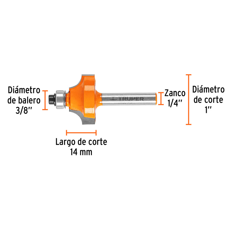 Fresa para ruteadora redondeado con moldura 1" 11472 Truper - 3