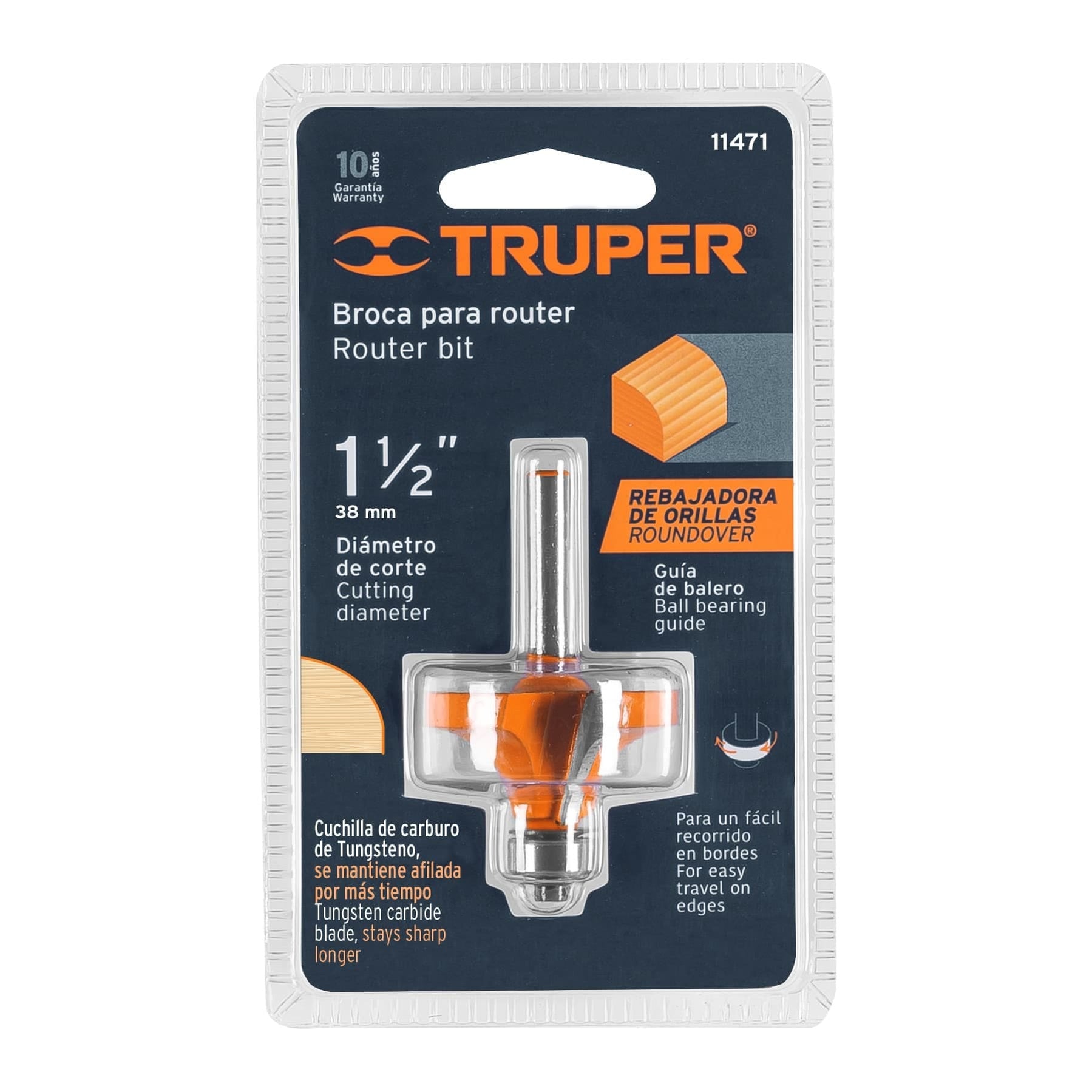 Fresa Router Sourcing Map - 1/2' Vástago - 1 1/4' Diámetro - 2 Filos - Para Redondear Bordes Fresa Router Redondeadora