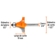 Fresa para ruteadora redondeadora 1-1/2" 1471 Truper - 3