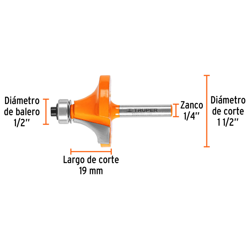 Fresa para ruteadora redondeadora 1-1/2" 1471 Truper - 3