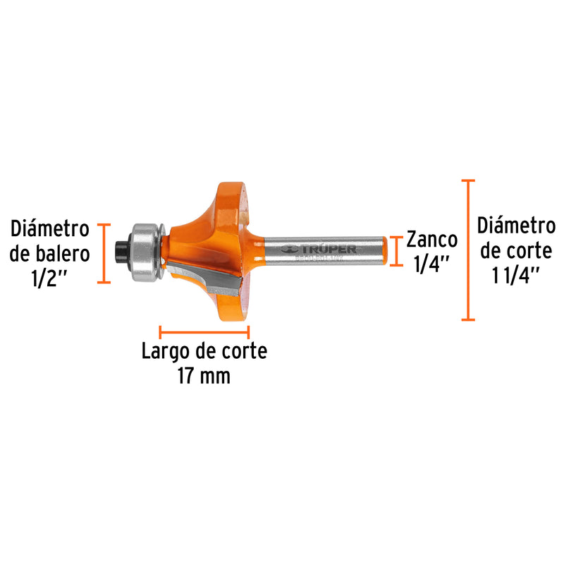 Fresa para ruteadora redondeadora 1-1/4" 11470 Truper - 3