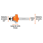 Fresa para ruteadora redondeadora 1" 11469Truper - 3