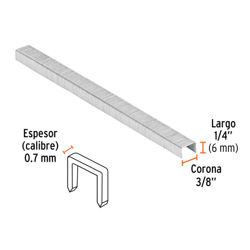 Grapa p/engrapadora neumatica 6mm calibre 22 x 5000 unidades