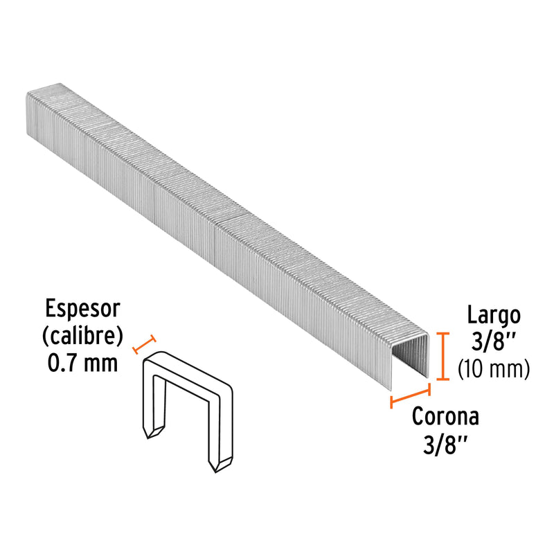 Grapa p/engrapadora neumatica 10mm calibre 22 x 5000 unidades